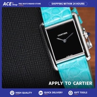 Apply to CARTIER Watch Strap, Turquoise Blue Alligator Leather Replacement Band with Seamless Side W