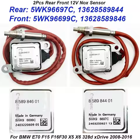 2PCS Rear Front Nox Sensor 12V 13628589844 5WK96697C 13628589846 5WK96699C For BMW E70 F15 F16F30 X5