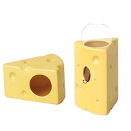 Rumah hamster berwarna emas, dispenser air, rumah makanan hamster tahan ais, mangkuk seramik keju ha