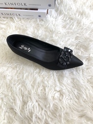 2Step-TX899-50B sepatu heels wanita 4cm bahan kain bergaris size 36-40