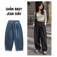 [Paper Jeans] begy wide-leg jeans with Korean style elastic waistband design Code 28