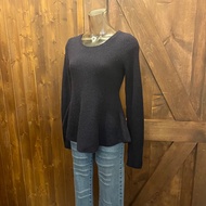giordano ladies Dark Blue Wool Ruffle Hem Knit Top