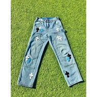 [Niuwang]Happy made Chrome Hearts Chrome Hearts Chrome Hearts CH Double Knee Cross Leather b01 Versi