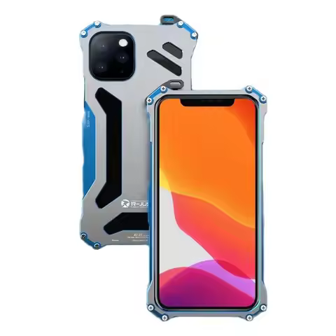 R-just Luxury Metal Armor Case For Iphone 16 15 14 Plus 13 12 Pro Max Protect Cover For Iphone Xr Xs