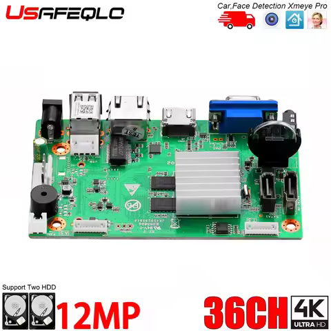 CCTV 36CH 32CH 16CH 12MP H.265 NVR HD 3840*2160 Output 2 SATA HDD Car Face Human Support Cloud Xmeye