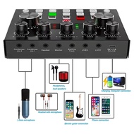 (RTQH) V8S Live External Sound Card Voice Changer Sound Card with Multiple Sound Effects for Live Re