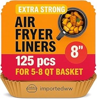 Air Fryer Paper Liners, 125Pcs Air Fryer Disposable Liners, Non-Stick and Oil Proof for Easy Cleanup