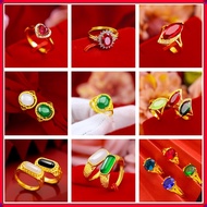 💍50 design options/Cincin emas 916 Jade ring Cincin batu permata Gemstone emerald rings Cincin akik perempuan Women crystal jewellery gold ring Cincin hitam