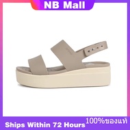 ของแท้พิเศษ Crocs Brooklyn Gray Shoes Non-Slip Thick Sole Beach Sandals 206453-15W รองเท้าผ้าใบผู้ชา