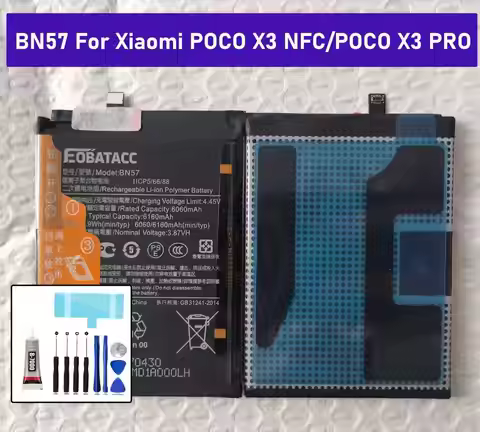 New High Quality 6160mAh BN57 Battery For Xiaomi Pocophone X3 / Poco X3 Pro / Poco X3 NFC Batteries+