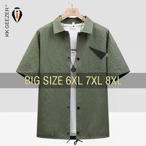 Shirt Men Short Sleeve Men Tshirt Set Bubble Oversize 6XL 7XL 8XL Plus Size Summer T-shirts Quick Dr