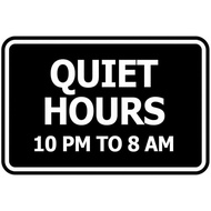 Quiet Hours 10 Pm to 8 Am Activity Sign Campground Signs Metal Aluminum Sign 12" X 8" inch 4 Holes f