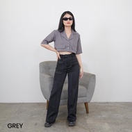 KEMEJA Ah Rin [Youhave] Crop Top Blouse Blouse Blazer Outer Outer Tops Clothing Formal Shirts Short Sleeve Women Girls Girls