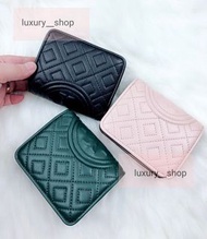 💕菱格款 Tory Burch Fleming Bl-fold Mini Wallet Bag Card holder 真皮對折銀包錢包 3️⃣色 黑色 綠色 粉紅色