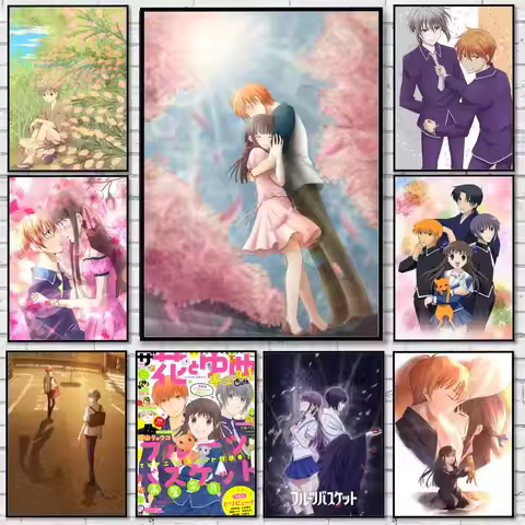 Anime Fruits Basket Poster Waterproof HD Wall Sticker Self-Adhesive Art Poster Fade Resistant Home R