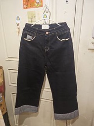 深藍色牛仔褲 珍珠細節,腰28-31,hip49,長38