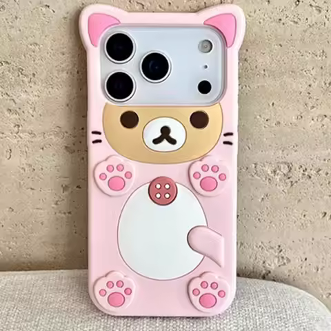 3D Cute Cartoon Bear Soft Silicone Case for IPhone 17 16 15 14 13 11 Pro Max Plus 12 Mini 17Pro i17 