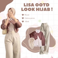 KEMEJA 1 Set of Trendy Women's Outfits (Shirt + Pants + Bella Square Hijab) Women's Hijab Set - BU40