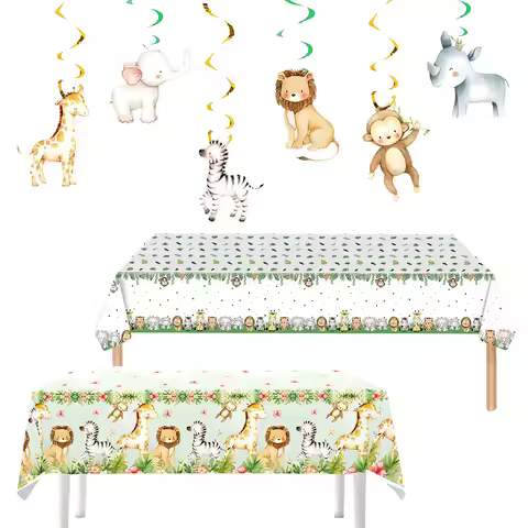 Jungle Animals tablecloth table cover Jungle party Banner decor Jungle Wild Birthday decor Safari Ju