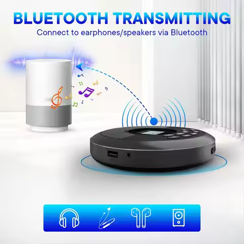 M05K Portable Bluetooth CD Player Rechargeable Discman with Dual Speakers and Headphones Cd Player M