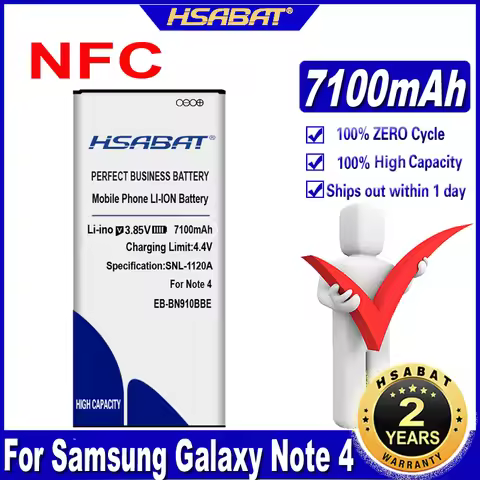HSABAT 7100mAh Battery For Samsung Galaxy Note 4 / N910 EB-BN910BBE NFC N910H N910A N910C N910F N910