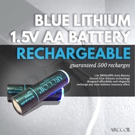 Arccoil Blue Lithium 1.5V Rechargeable Batteries 2800mWh (Comes with USB Charger)