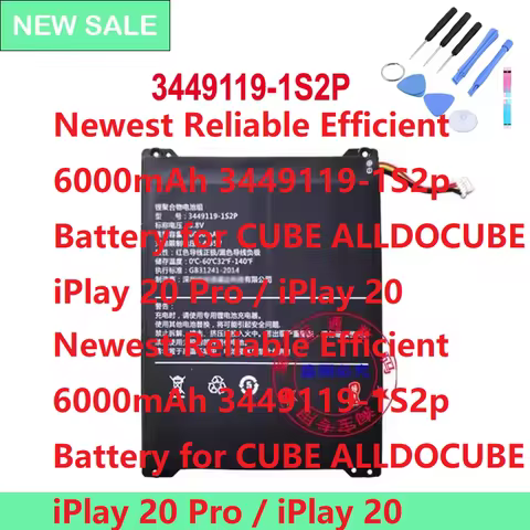 Newest Reliable Efficient 6000mAh 3449119-1S2p Battery for CUBE ALLDOCUBE iPlay 20 Pro / iPlay 20