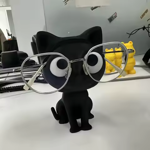 1/2Pcs 3D Printed Cat Glasses Holder -Cute Plastic Desk Organizer with Glasses Stand, Display orname