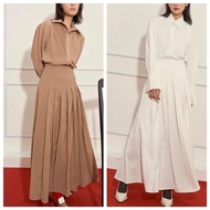 Váy trắng/ nâu dài xếp ly bản lớn SY STORE