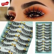 (BC) 10 Pairs Handmade 3D Volume Mink Hair False Eyelashes / Natural Thick Long Eye Lashes / Beauty 