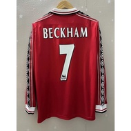 98 99 Manchester United BECKHAM KEANE SOLSKJAER Top Quality Home Retro Football Jersey custom Long s