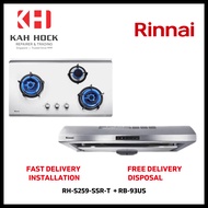 RINNAI RH-S259-SSR-T SLIMLINE HOOD + RB-93US 3 BURNER STAINLESS STEEL BUILT-IN HOB BUNDLE