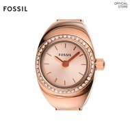 Fossil Women's Watch Ring Analog Watches ( ES5320 ) - Quartz, Rose Gold Case, 15 MM Round Dial,  Rose Gold Stainless Steel Band