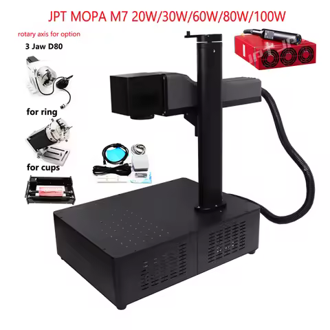 JPT MOPA M7 100W 80W 60W 50W 30W Fiber Laser Engraver Metal Marking Machine 110*110MM+300*300MM EZCA