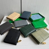 BV Baodie Wide Woven Large Plaid bv Genuine Leather Sheepskin Zipper Wallet Ladies Half Fold Wallet 