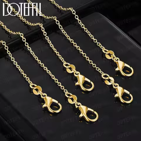 DOTEFFIL O-Chain 18K Gold Basic Necklace 18-30 inch 10/5/1pcs Choice For Woman Man Wedding Engagemen