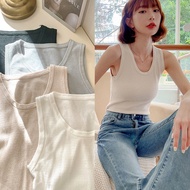 [HARPER] Soft Touch U-Neck Water Ripple Knit Vest 4 Colors | Ready Stock Sleeveless Top Vest Knittin