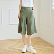 EYOUTH 10130 women pants high waist casual wide leg culottes 3/4 length trousers