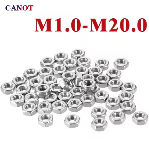 Hexagon Hex Nuts M1 M1.2 M1.4 M1.6 M2 M2.5 M3 M3.5 M4 M5 M6 M8 M10 M12 M14 M16 M18 M20 Hex Nut 304 S