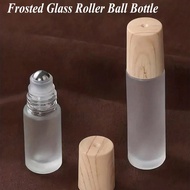 Refillable Frosted Glass Vial, Essential Oil Bottle, Roller Bottle With Stainless Steel Ball, Wood G