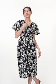 HELDA EMBROIDERED CUT-OUT DRESSIN BLACK