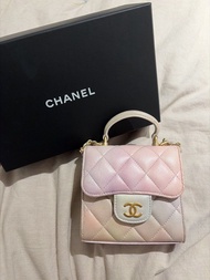 full set 有單 有盒 有卡 可陪驗 chanel 22p mini vanity clutch with handle flap 手柄 廢包 bag 人魚姬 漸變 幻彩 暈染 彩虹 棉花糖 r