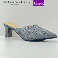 Visino Ladies Women Closed Pointed Toe Casual Slip On Shoe Comfort Low Heel Kasut Wanita Sarung 966B