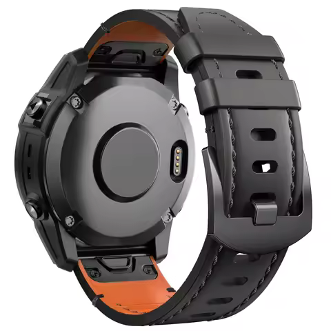 ANBEST Genuine Leather Strap for Garmin Tactix 7 Pro/Fenix 6X Pro Quick Fit Band for Fenix 5/6/7/Ins