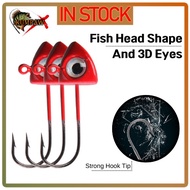 Ajing Fishing Hook Jig Head Lure Bait 3D Eye Lead Weedless Hook Fishing Accessories Pancing Mata Kai