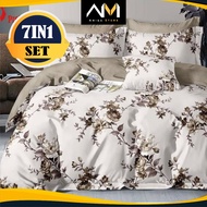 CADAR HOTEL 5D BERCORAK HIGH QUALITY 100% COTTON 7IN1 SET COMFORTER BEDSHEET