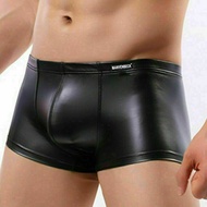 （A NEW） LeatherShorts Men Underwear Sexy Night Clubwear Mens Busleboxershort Latex Panties Cuecas Masculina Underpant A50