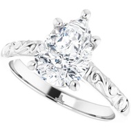 2 CT Pear Cut Antique-Shank Lab Grown Diamond Engagement Ring | 18K Solid White Gold | VVS1-2, E-F, 