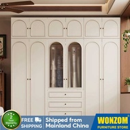 Wonzom New Chinese-style walnut-colored all-solid wood four-, five-, or six-door wardrobe, Foshan 20