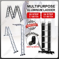 Multipurpose Aluminium Ladder 20 / 24 Steps Heavy Duty Multi Purpose Step Foldable Folding Tangga Al